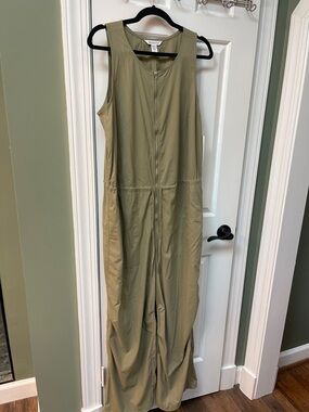 Athleta Olive Sleeveless Zip-Front Utility Jumpsuit